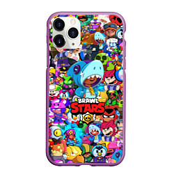 Чехол iPhone 11 Pro матовый BRAWL STARS LEON SHARK, цвет: 3D-фиолетовый