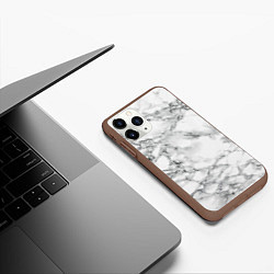 Чехол iPhone 11 Pro матовый Мрамор, цвет: 3D-коричневый — фото 2