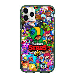 Чехол iPhone 11 Pro матовый BRAWL STARS LEON, цвет: 3D-темно-зеленый