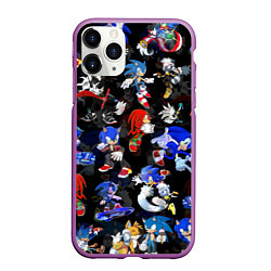 Чехол iPhone 11 Pro матовый Sonic паттерн, цвет: 3D-фиолетовый