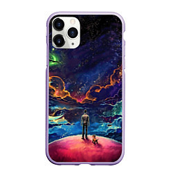 Чехол iPhone 11 Pro матовый Космос, цвет: 3D-светло-сиреневый