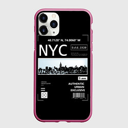 Чехол iPhone 11 Pro матовый Off-White: NYC, цвет: 3D-малиновый