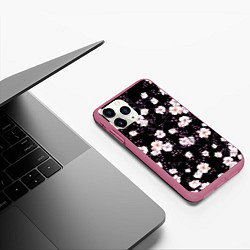 Чехол iPhone 11 Pro матовый САКУРА, цвет: 3D-малиновый — фото 2