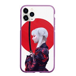 Чехол iPhone 11 Pro матовый Самурай, цвет: 3D-фиолетовый