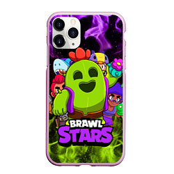 Чехол iPhone 11 Pro матовый BRAWL STARS SPIKE, цвет: 3D-розовый