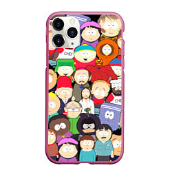 Чехол iPhone 11 Pro матовый South Park персонажи, цвет: 3D-малиновый