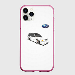 Чехол iPhone 11 Pro матовый SUBARU, цвет: 3D-малиновый