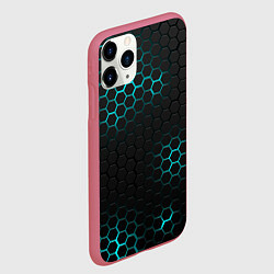 Чехол iPhone 11 Pro матовый СТАЛЬНАЯ НЕОНОВАЯ БРОНЯ, цвет: 3D-малиновый — фото 2