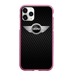 Чехол iPhone 11 Pro матовый MINI COOPER CARBON, цвет: 3D-малиновый