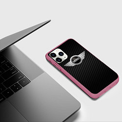 Чехол iPhone 11 Pro матовый MINI COOPER CARBON, цвет: 3D-малиновый — фото 2