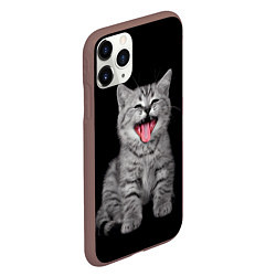 Чехол iPhone 11 Pro матовый Кричащий кот, цвет: 3D-коричневый — фото 2