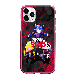 Чехол iPhone 11 Pro матовый BRAWL STARS CROW, цвет: 3D-малиновый