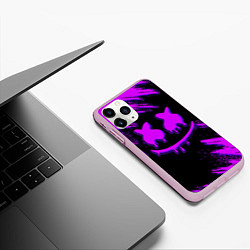 Чехол iPhone 11 Pro матовый Marshmello, цвет: 3D-розовый — фото 2