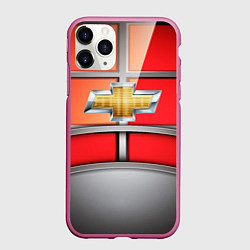 Чехол iPhone 11 Pro матовый CHEVROLET, цвет: 3D-малиновый
