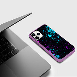 Чехол iPhone 11 Pro матовый БРЫЗГИ КРАСКИ NEON, цвет: 3D-фиолетовый — фото 2