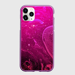 Чехол iPhone 11 Pro матовый РОЗОВЫЙ КОСМОС, цвет: 3D-фиолетовый