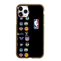 Чехол iPhone 11 Pro матовый NBA Team Logos 2, цвет: 3D-коричневый