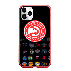 Чехол iPhone 11 Pro матовый Atlanta Hawks 1, цвет: 3D-красный