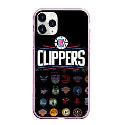 Чехол iPhone 11 Pro матовый Los Angeles Clippers 2, цвет: 3D-розовый