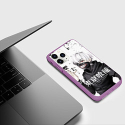 Чехол iPhone 11 Pro матовый Токийский гуль, цвет: 3D-фиолетовый — фото 2
