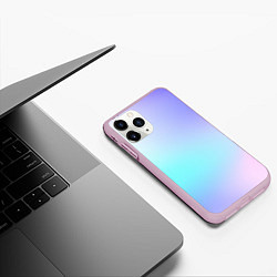 Чехол iPhone 11 Pro матовый Небесно голубой градиентный, цвет: 3D-розовый — фото 2