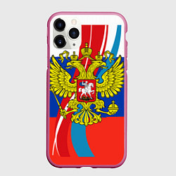 Чехол iPhone 11 Pro матовый Герб России, цвет: 3D-малиновый