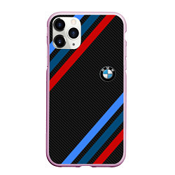 Чехол iPhone 11 Pro матовый BMW CARBON, цвет: 3D-розовый