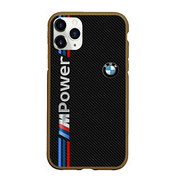 Чехол iPhone 11 Pro матовый BMW POWER CARBON, цвет: 3D-коричневый