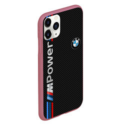 Чехол iPhone 11 Pro матовый BMW POWER CARBON, цвет: 3D-малиновый — фото 2