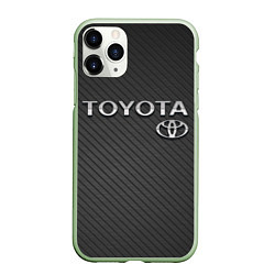 Чехол iPhone 11 Pro матовый Toyota Carbon, цвет: 3D-салатовый