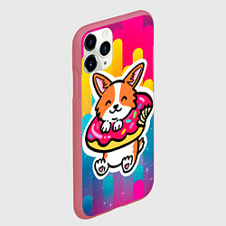 Чехол iPhone 11 Pro матовый Милый корги, цвет: 3D-малиновый — фото 2