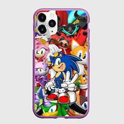 Чехол iPhone 11 Pro матовый Sonic ПЕРСОНАЖИ, цвет: 3D-фиолетовый