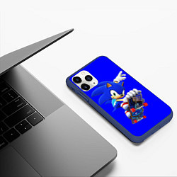 Чехол iPhone 11 Pro матовый SONIC, цвет: 3D-тёмно-синий — фото 2