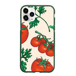 Чехол iPhone 11 Pro матовый Летние овощи, цвет: 3D-темно-зеленый