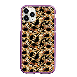 Чехол iPhone 11 Pro матовый Versace Леопардовая текстура, цвет: 3D-фиолетовый