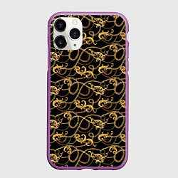 Чехол iPhone 11 Pro матовый Versace, цвет: 3D-фиолетовый