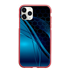 Чехол iPhone 11 Pro матовый ABSTRACT BLUE, цвет: 3D-красный