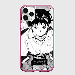Чехол iPhone 11 Pro матовый Синдзи Икари, Евангелион, цвет: 3D-малиновый