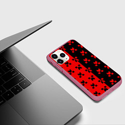 Чехол iPhone 11 Pro матовый MINECRAFT CREEPER, цвет: 3D-малиновый — фото 2