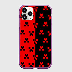 Чехол iPhone 11 Pro матовый MINECRAFT CREEPER, цвет: 3D-фиолетовый