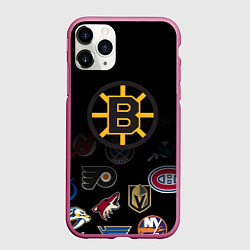 Чехол iPhone 11 Pro матовый NHL Boston Bruins Z, цвет: 3D-малиновый