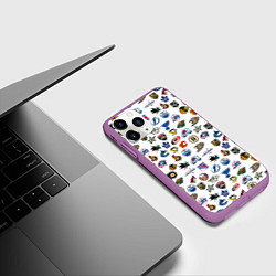 Чехол iPhone 11 Pro матовый NHL PATTERN Z, цвет: 3D-фиолетовый — фото 2