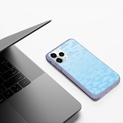 Чехол iPhone 11 Pro матовый Очень светлые голубые облака, цвет: 3D-светло-сиреневый — фото 2