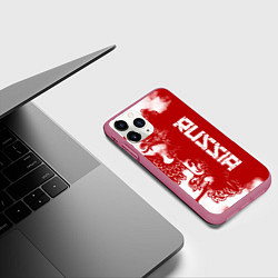 Чехол iPhone 11 Pro матовый Russia, цвет: 3D-малиновый — фото 2