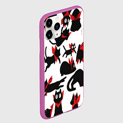 Чехол iPhone 11 Pro матовый Черный котик, цвет: 3D-фиолетовый — фото 2
