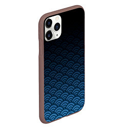 Чехол iPhone 11 Pro матовый Узор круги темный синий, цвет: 3D-коричневый — фото 2