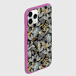 Чехол iPhone 11 Pro матовый Серебряные листочки, цвет: 3D-фиолетовый — фото 2