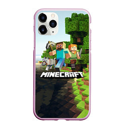 Чехол iPhone 11 Pro матовый Minecraft, цвет: 3D-розовый