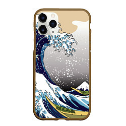 Чехол iPhone 11 Pro матовый The great wave off kanagawa, цвет: 3D-коричневый