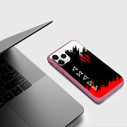 Чехол iPhone 11 Pro матовый The Witcher, цвет: 3D-малиновый — фото 2